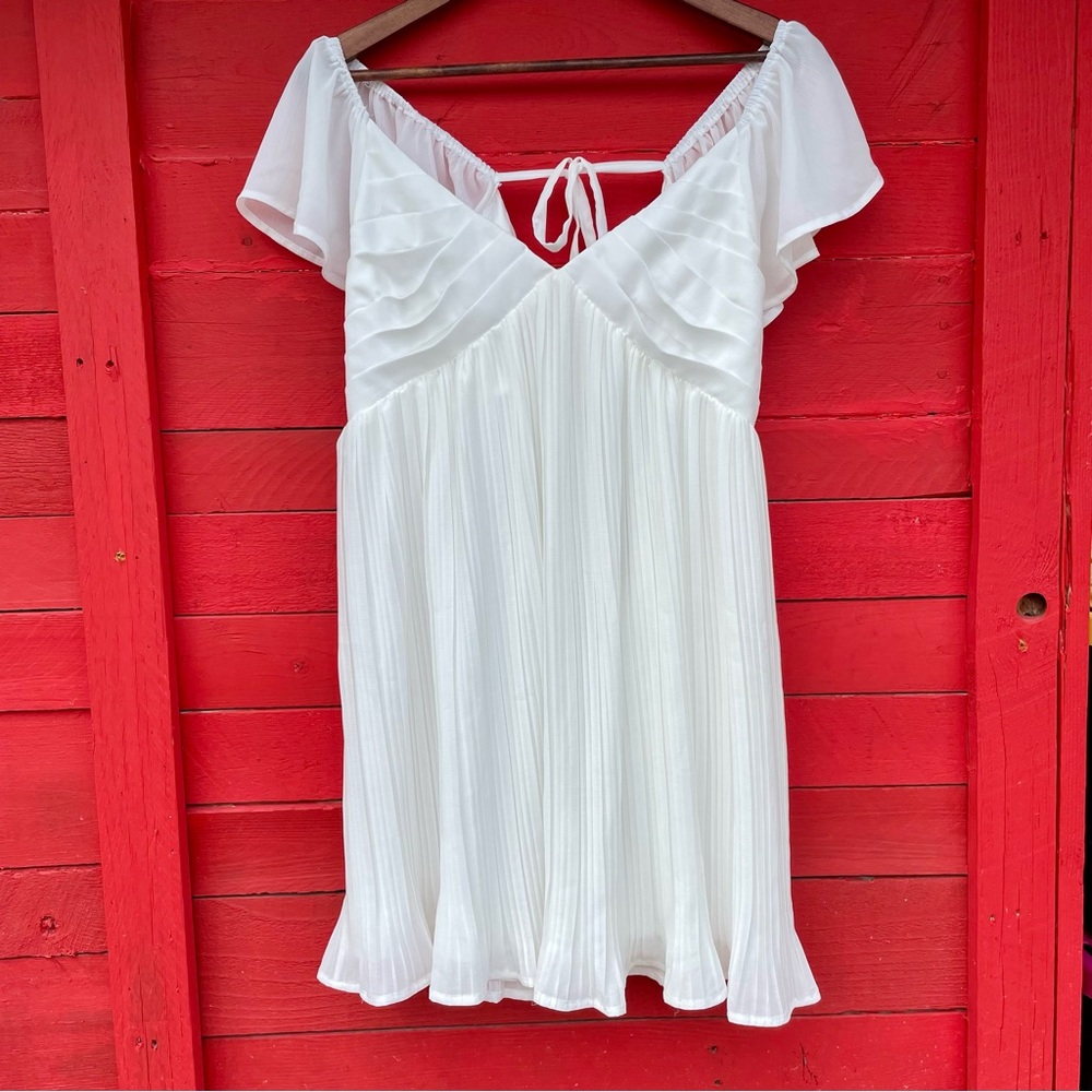 Lulu's White Pleated Dress